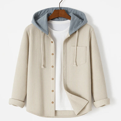 Hooded Corduroy ButtonUp Overshirt