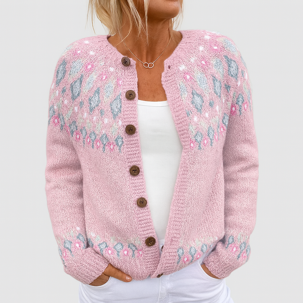 Elva | Locker gestrickte Strickjacke mit Muster