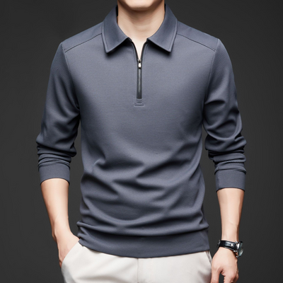 ModernFlex Polo-Langarmshirt mit Reißverschluss