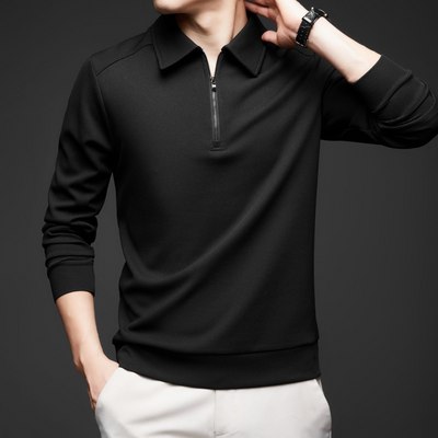 ModernFlex Polo-Langarmshirt mit Reißverschluss