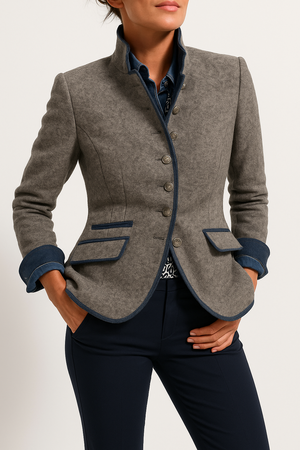 Mary | Eleganter Blazer mit Stehkragen