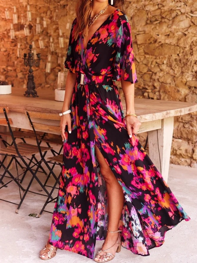 Elyra | Elegantes Maxikleid mit Schmetterlingsärmeln