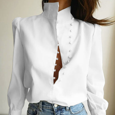 FADI - Classy Button Front Long Sleeve Blouse