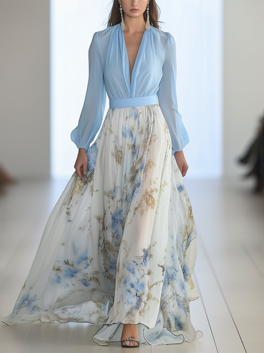 Elena – Langes Kleid mit Blumenmuster