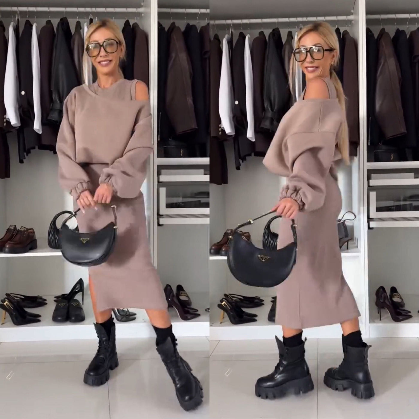 Lea | Set mit Cold-Shoulder Top und Midi-Rock