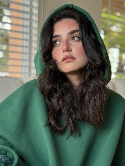 Fleece-Poncho mit Kapuze