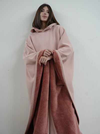 Fleece-Poncho mit Kapuze