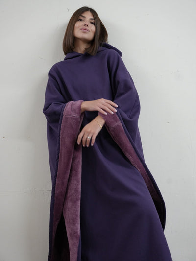 Fleece-Poncho mit Kapuze