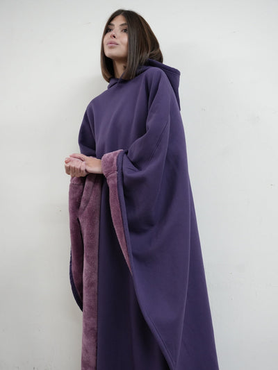 Fleece-Poncho mit Kapuze