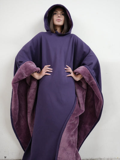 Fleece-Poncho mit Kapuze