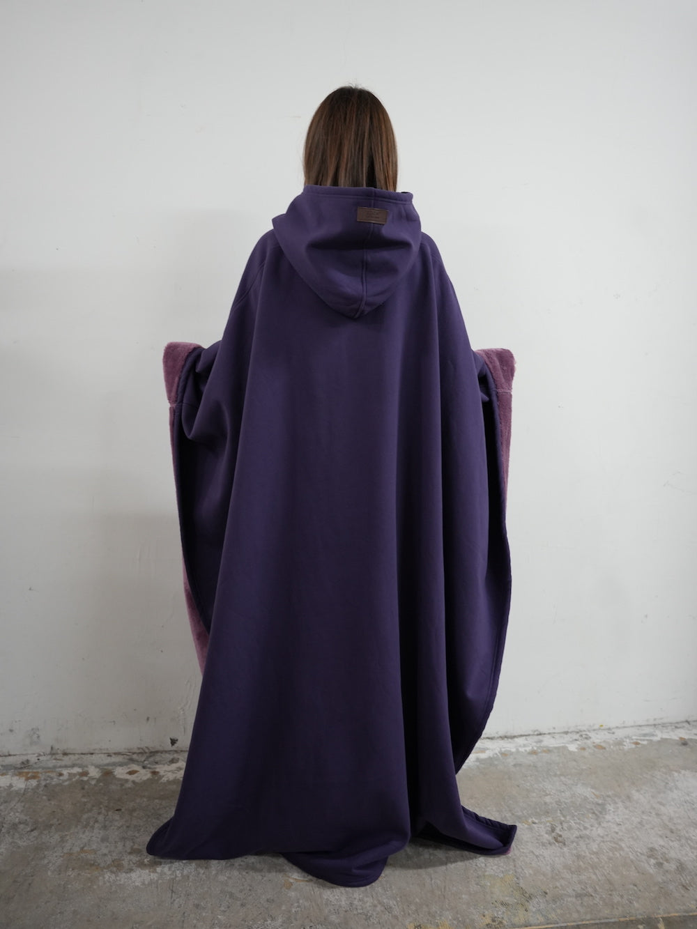 Fleece-Poncho mit Kapuze