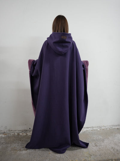 Fleece-Poncho mit Kapuze