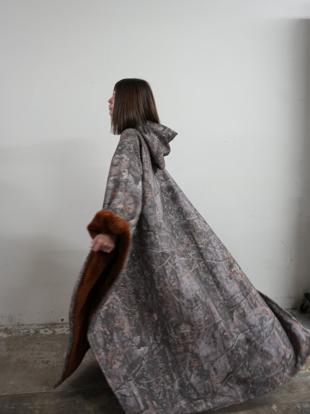 Fleece-Poncho mit Kapuze