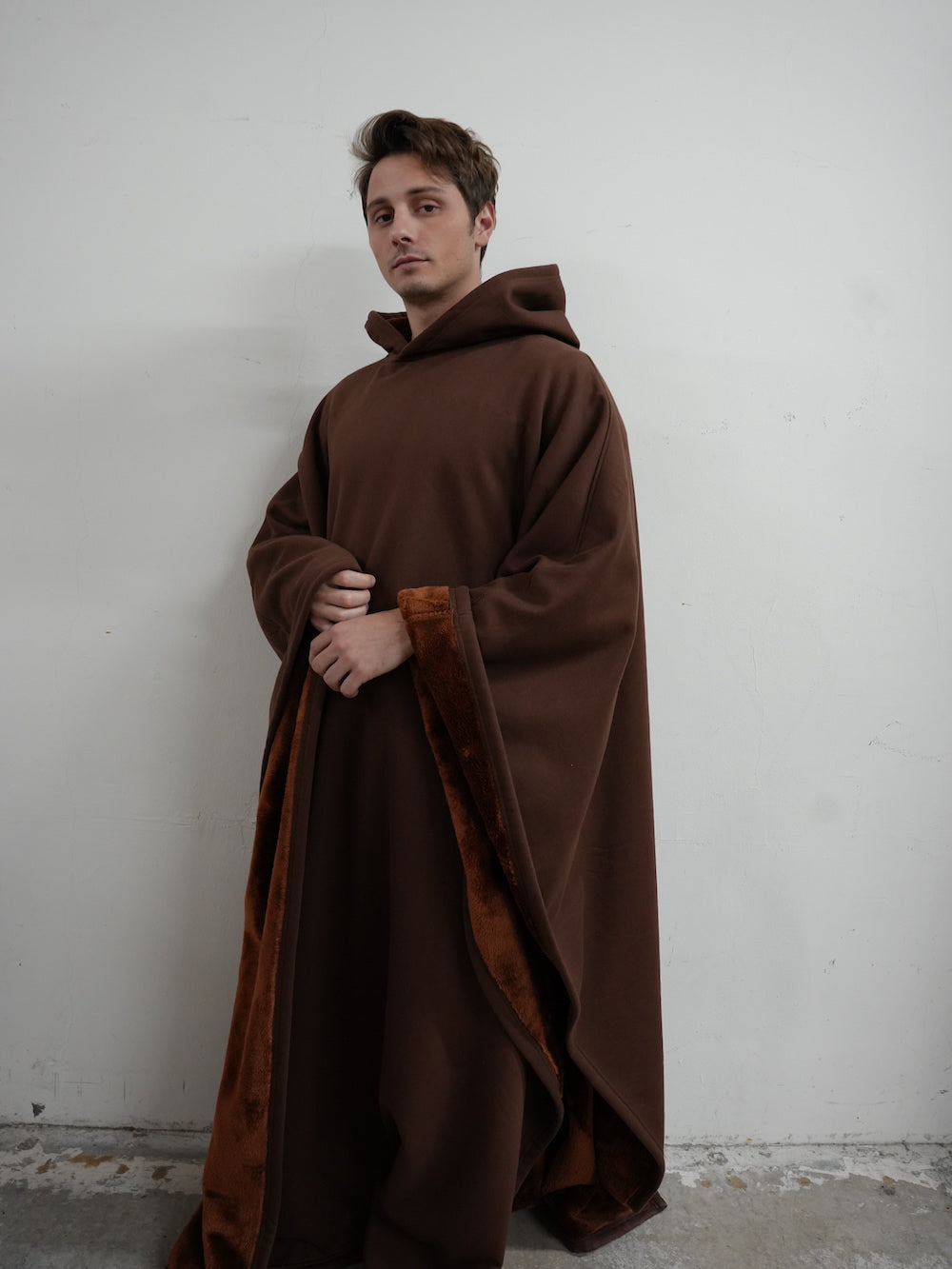 Fleece-Poncho mit Kapuze