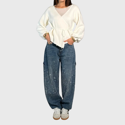 Glitzer Jeans im Wide Leg Schnitt