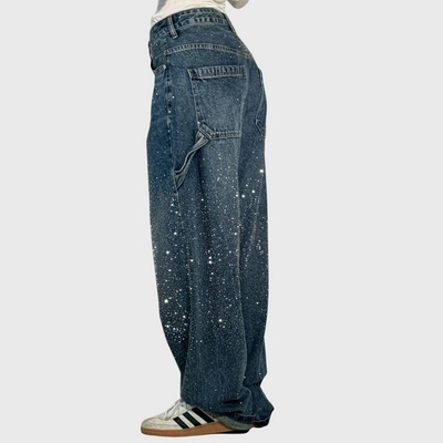 Glitzer Jeans im Wide Leg Schnitt