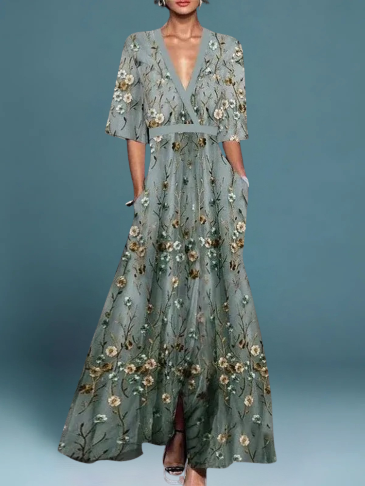 Isabella – Elegantes Maxikleid mit Blumenmuster