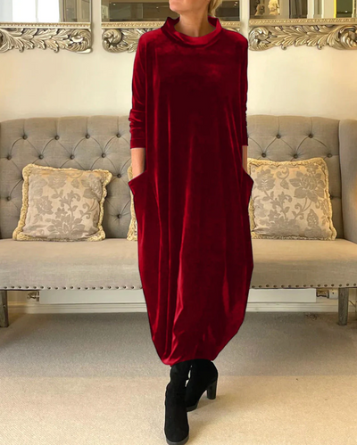 Elegantes Langarm-Velourskleid