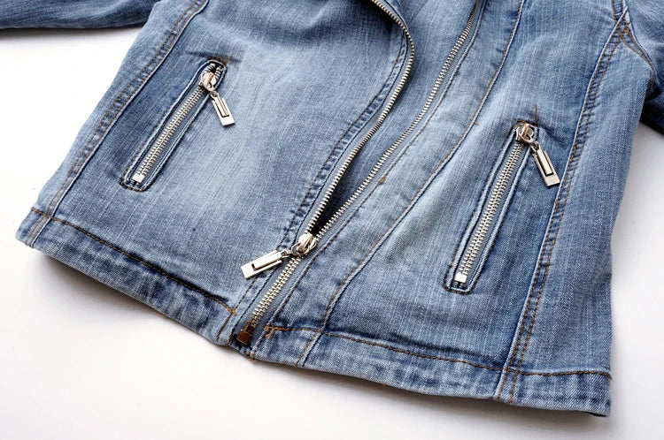 Fria | Bio-Denim Moto-Jacke mit Reißverschluss