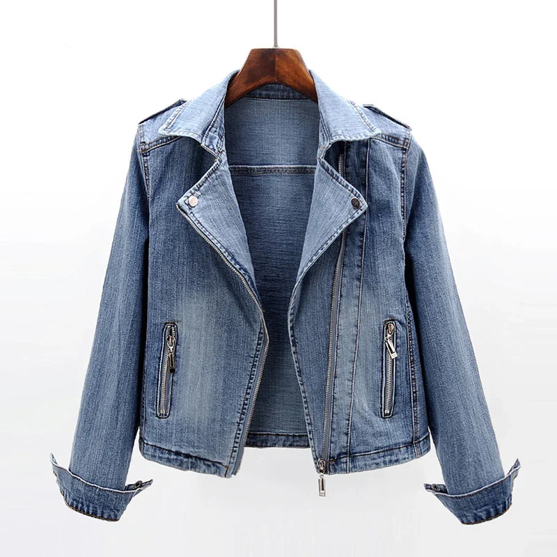 Fria | Bio-Denim Moto-Jacke mit Reißverschluss