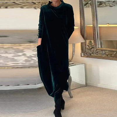 Elegantes Langarm-Velourskleid