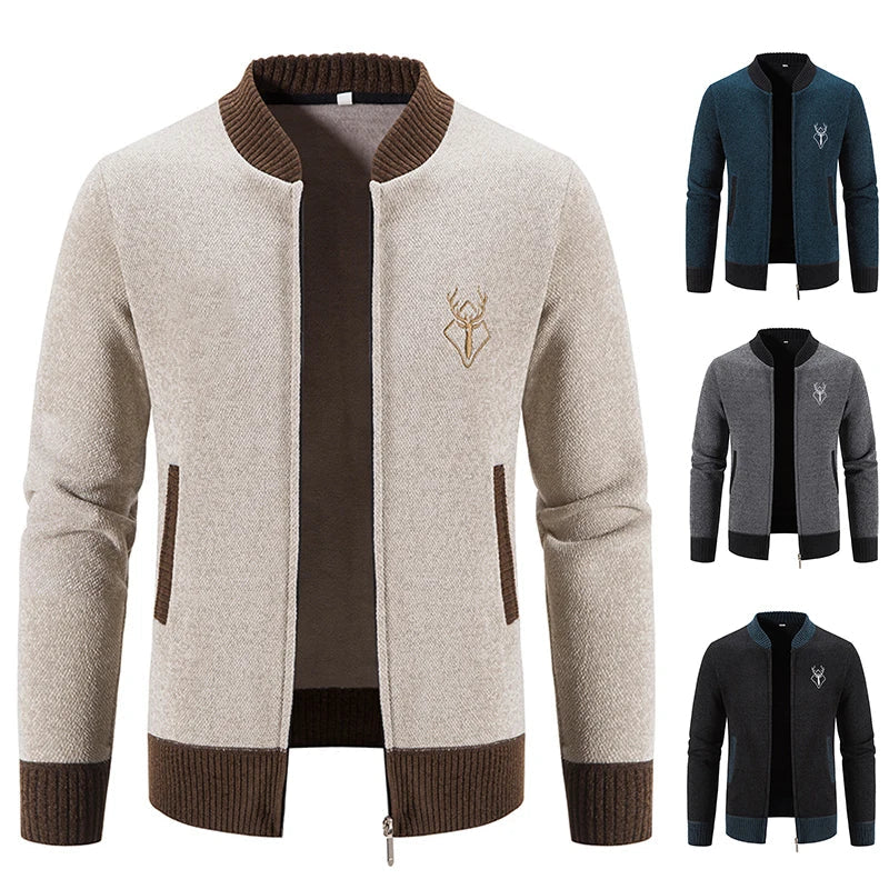 Herren Strickjacke mit Stehkragen