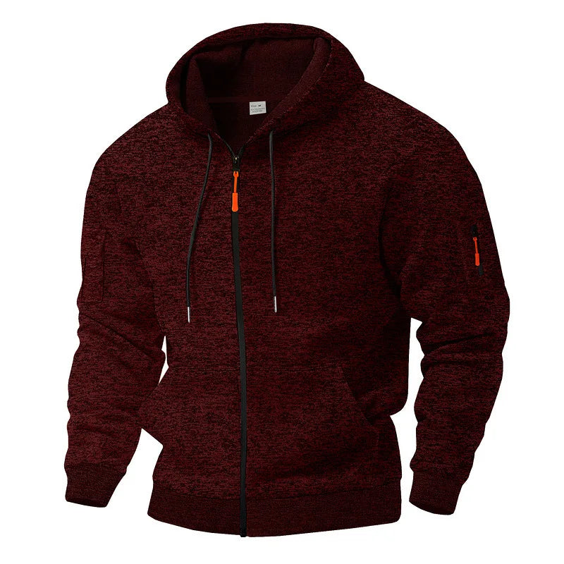 Herren Strickfleece Jacke mit Kapuze