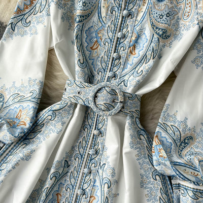 Brunhilde | A-Linien-Kleid mit Blumengürtel
