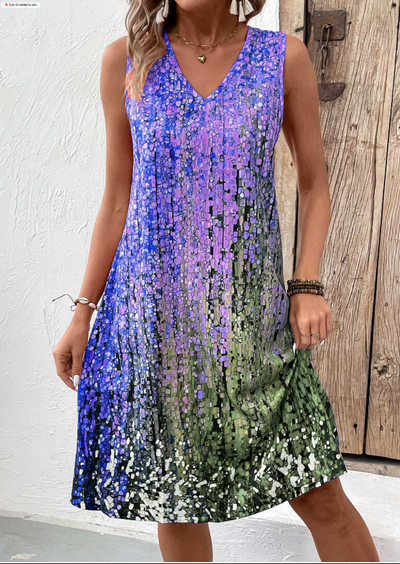 Ärmelloses A-Linien-Kleid mit V-Ausschnitt