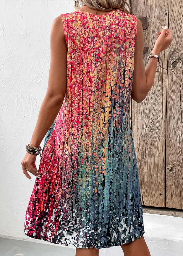 Ärmelloses A-Linien-Kleid mit V-Ausschnitt