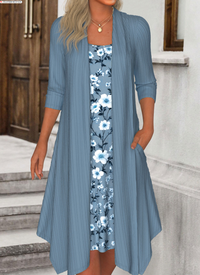 2-in-1-A-Linien-Kleid mit Blumendruck