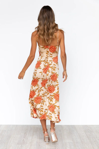 Esther | Trendiges Kleid mit Blumenmuster und Schlitz