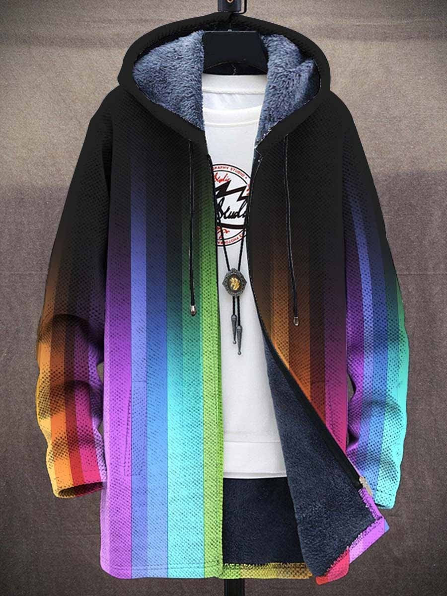 Kim | Regenbogen Gradient Sherpa-gefütterte Kapuzenjacke