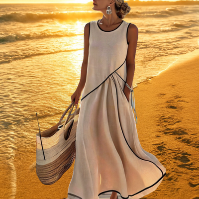 Elena | Elegantes plissiertes ärmelloses Kleid