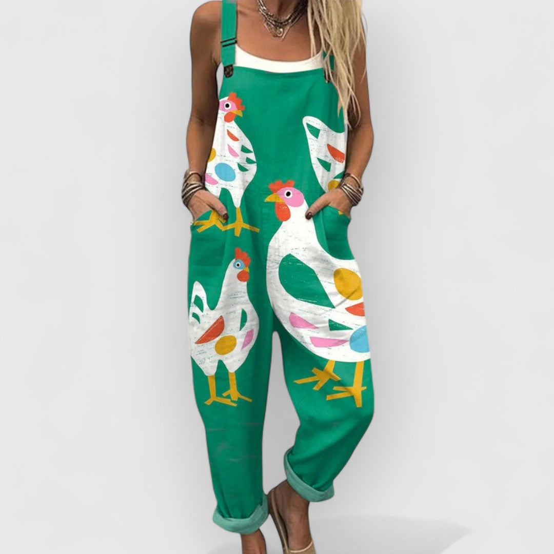Leokadia | Vintage-Jumpsuit mit Blumenmuster für Damen