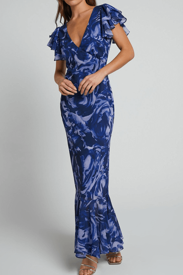 Juliana | Marineblaues Maxikleid