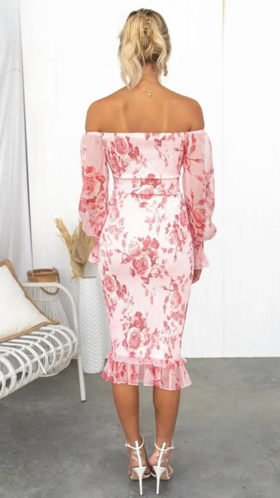 Valencia | Schickes bedrucktes Off-Shoulder-Kleid