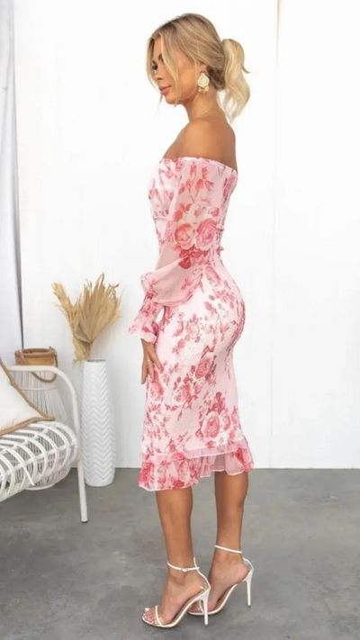 Valencia | Schickes bedrucktes Off-Shoulder-Kleid