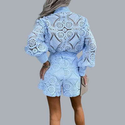 Avelina - Spitzenstickerei-Set mit Kordelzug