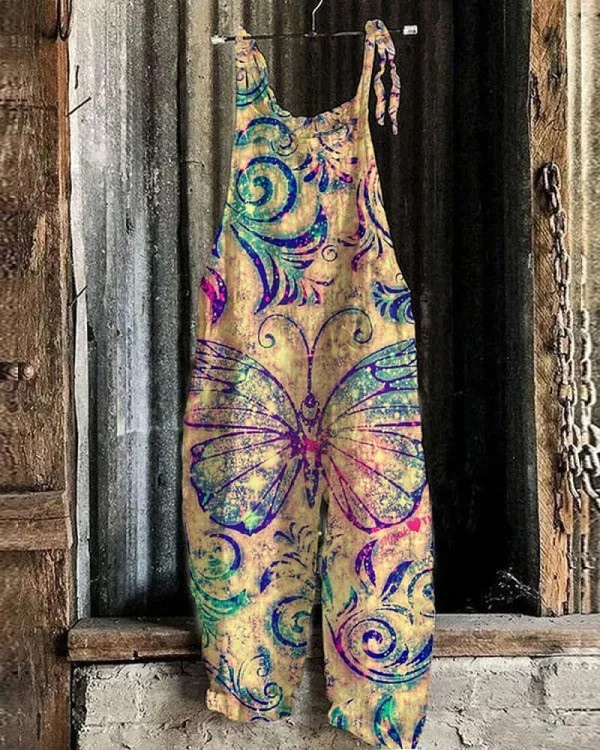 Claire - Vintage Damen Jumpsuit mit Schmetterlingsprint