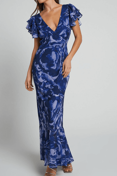 Juliana | Marineblaues Maxikleid