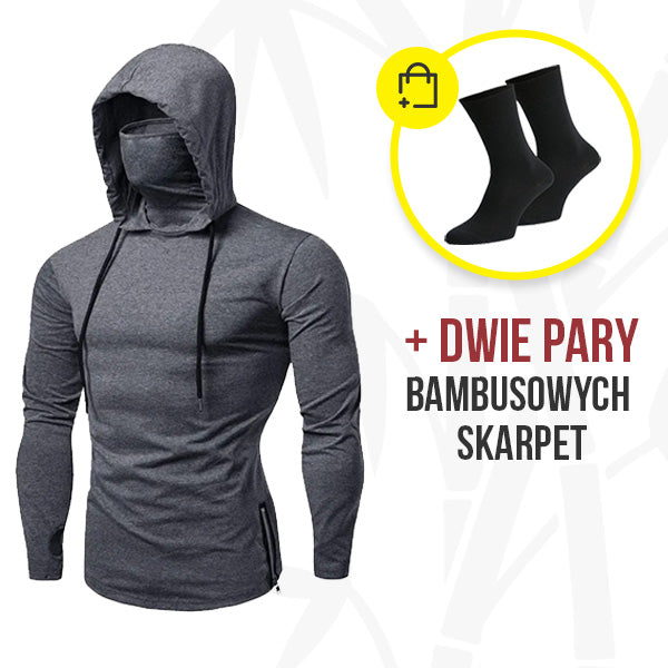 Athletischer Kapuzenpullover mit Gesichtsabdeckung