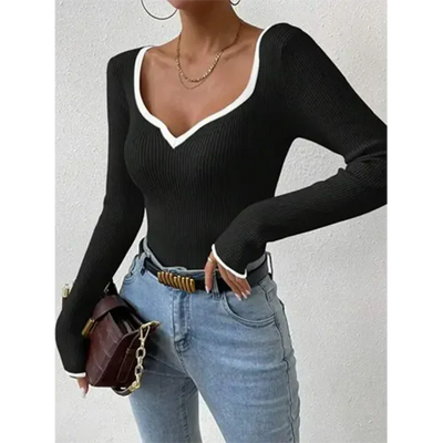 Pavla | Langarmshirt mit V-Ausschnitt