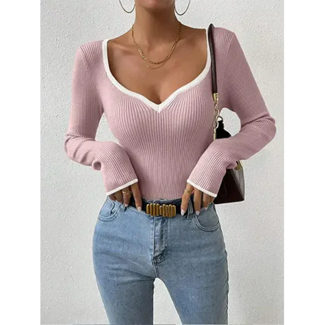 Pavla | Langarmshirt mit V-Ausschnitt