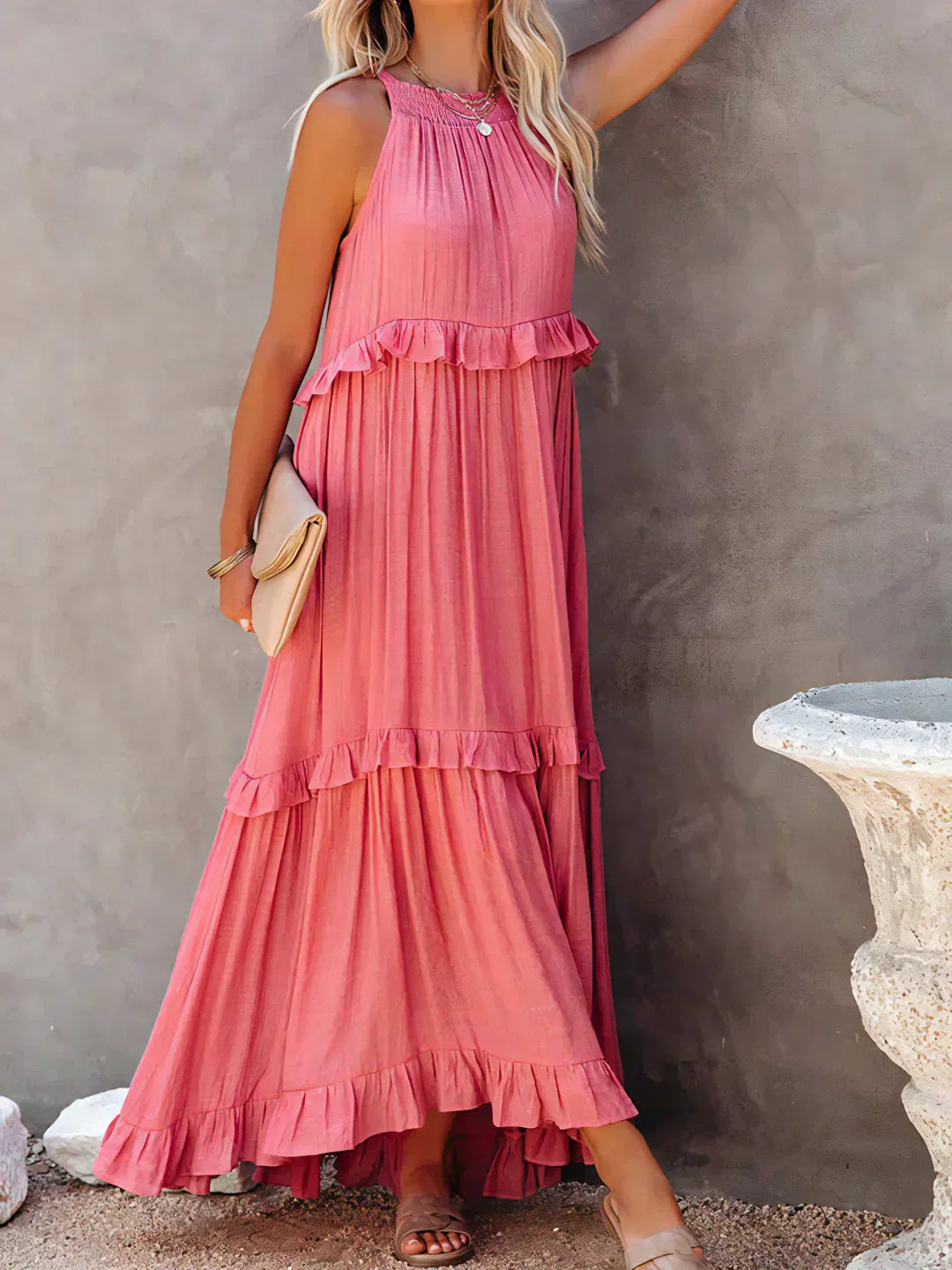 Christa | Schickes Neckholder-Rüschenkleid