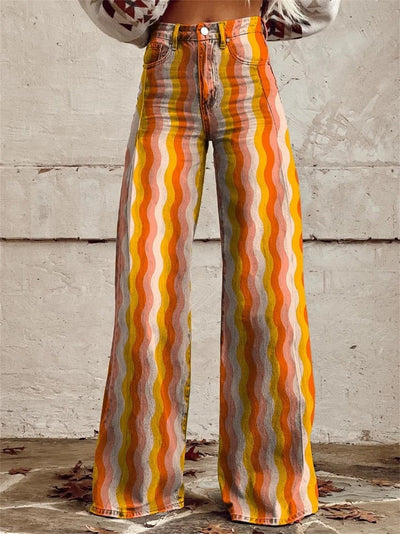 Lily - Multicolored Striped Wide-Leg Fashion Pants