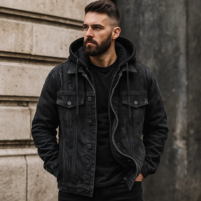 Isaac | Gefütterte Jeansjacke mit Kapuze