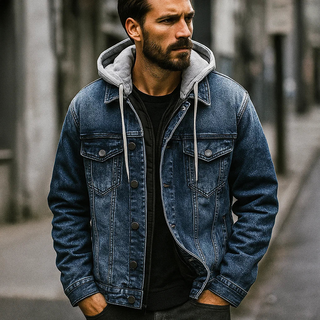 Isaac | Gefütterte Jeansjacke mit Kapuze