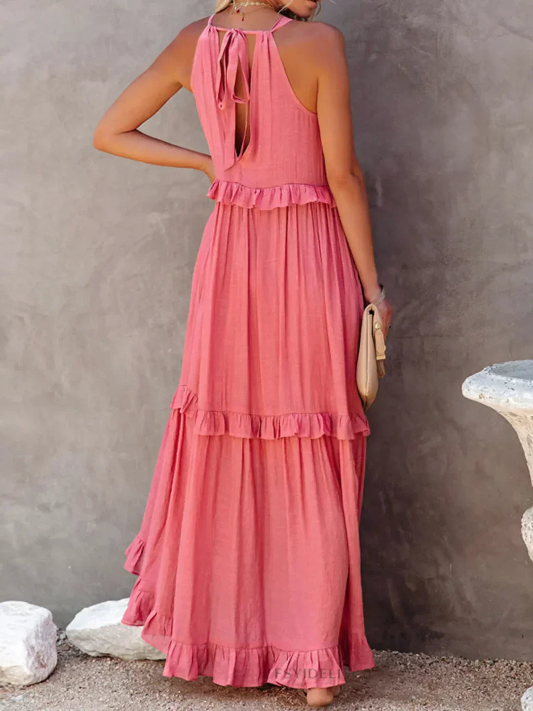 Christa | Schickes Neckholder-Rüschenkleid