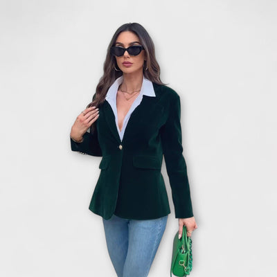 GRETCHEN | Elegant Velvet Blazer with Gold Details